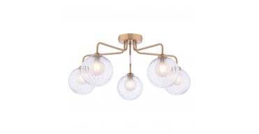 Feya 5 Light Semi-Flush Antique Bronze With Clear/Opal Glass