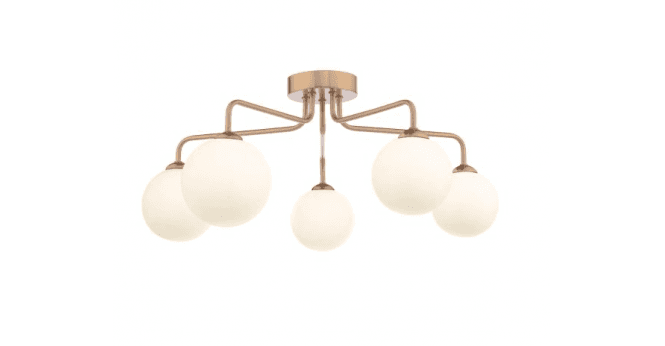 Där Lighting Feya 5 Light Semi-Flush Antique Bronze With Opal Glass
