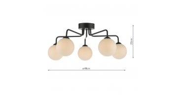 Feya 5 Light Semi Flush Matt Black With Clear/Opal Glass