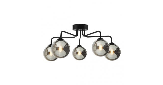 Där Lighting Feya 5 Light Semi Flush Matt Black With Smoked Glass