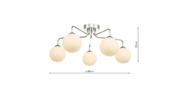 Där Lighting Feya 5 Light Semi Flush Polished Chrome With Clear/Opal Glass