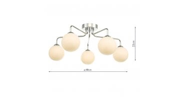 Feya 5 Light Semi Flush Polished Chrome With Clear/Opal Glass