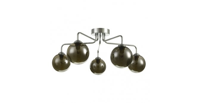 Där Lighting Feya 5 Light Semi Flush Polished Chrome With Smoked Glass