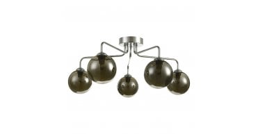 Feya 5 Light Semi Flush Polished Chrome With Smoked Glass
