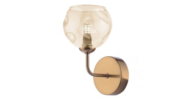 Där Lighting Feya Wall Light Antique Bronze With Organic Amber Glass