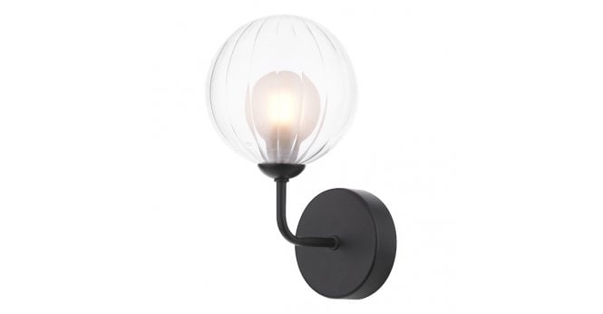 Där Lighting Feya Wall Light Matt Black With Clear/Opal Glass