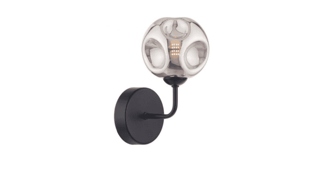 Där Lighting Feya Wall Light Matt Black With Closed Organic Smoked Glass