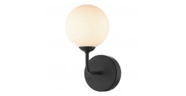 Feya Wall Light Matt Black With Opal Glass