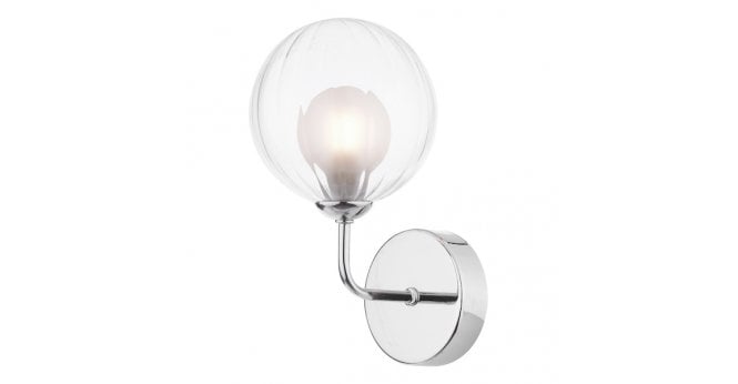 Där Lighting Feya Wall Light Polished Chrome With Clear/Opal Glass
