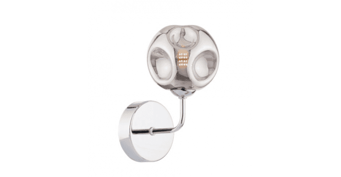 Där Lighting Feya Wall Light Polished Chrome With Closed Organic Smoked Glass