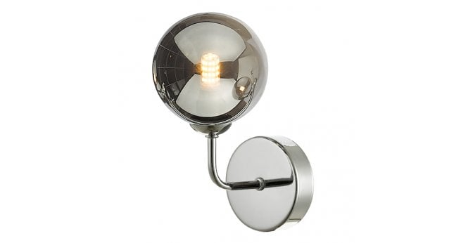 Där Lighting Feya Wall Light Polished Chrome With Smoked Glass