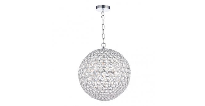 Där Lighting Fiesta 5 Light Pendant Crystal and Polished Chrome