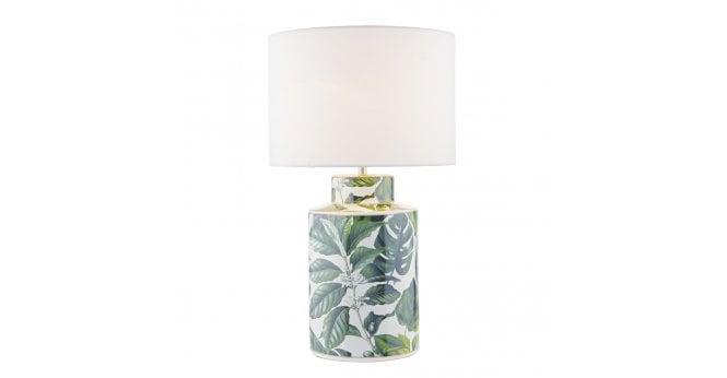 Där Lighting Filip Table Lamp Green Leaf Print