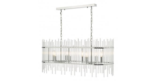 Där Lighting Finola 8 Light Bar Pendant Polished Chrome Glass