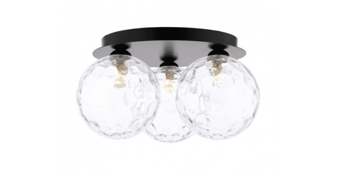 Där Lighting Foley 3 Light Flush Matt Black With Clear Dimpled Glass