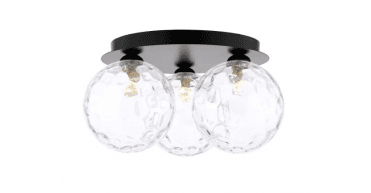 Foley 3 Light Flush Matt Black With Clear Dimpled Glass
