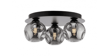 Foley 3 Light Flush Matt Black With Closed Organic Smoked Glass