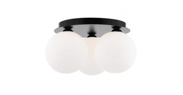 Foley 3 Light Flush Matt Black With Opal Glass