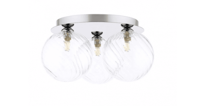 Där Lighting Foley 3 Light Flush Polished Chrome With Closed Glass