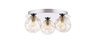 Foley 3 Light Flush Polished Chrome With Closed Organic Amber Glass