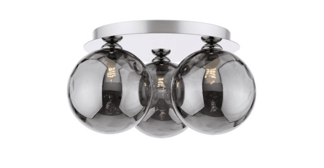 Där Lighting Foley 3 Light Flush Polished Chrome With Smoked Dimpled Glass