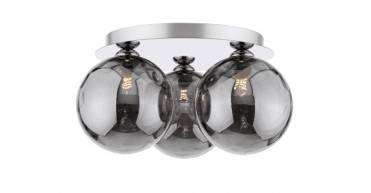 Foley 3 Light Flush Polished Chrome With Smoked Dimpled Glass