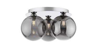 Foley 3 Light Flush Polished Chrome With Smoked Glass