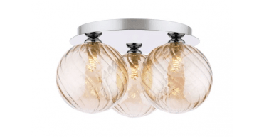 Foley 3 Light Flush Polished Chrome With Twisted Amber Glass