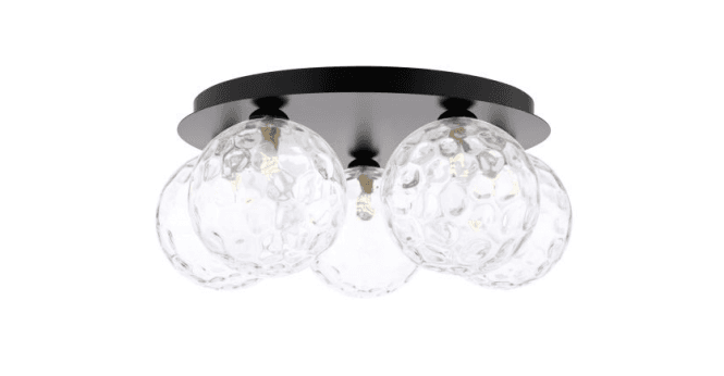 Där Lighting Foley 5 Light Flush Matt Black With Clear Dimpled Glass