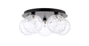Foley 5 Light Flush Matt Black With Clear Dimpled Glass