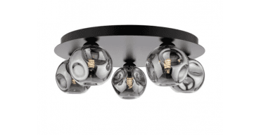 Foley 5 Light Flush Matt Black With Closed Organic Smoked Glass