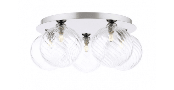 Där Lighting Foley 5 Light Flush Polished Chrome With Closed Glass