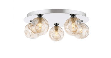 Foley 5 Light Flush Polished Chrome With Closed Organic Amber Glass