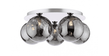 Foley 5 Light Flush Polished Chrome With Smoked Dimpled Glass