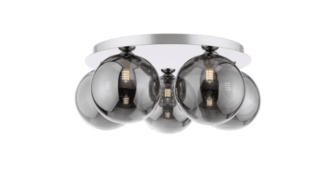 Där Lighting Foley 5 Light Flush Polished Chrome With Smoked Glass