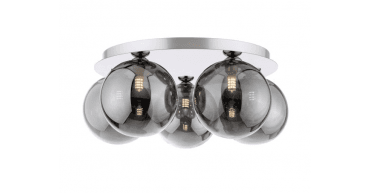 Foley 5 Light Flush Polished Chrome With Smoked Glass