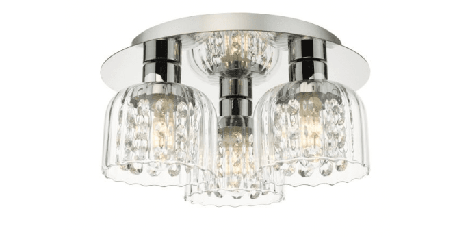Där Lighting Forseti 3 Light Bathroom Flush Light Polished Chrome and Glass IP44
