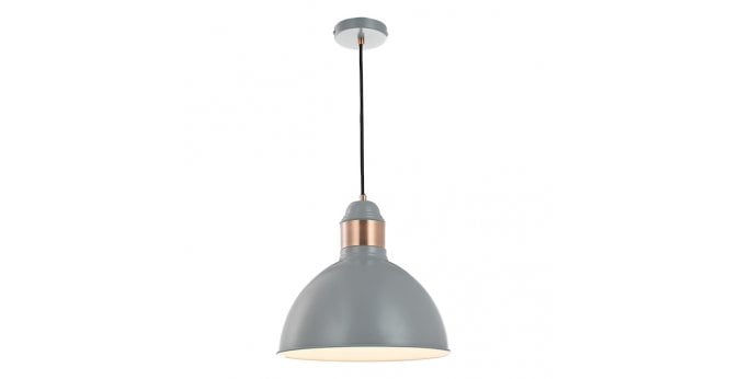 Där Lighting Frederick 1 Light Single Pendant Grey Satin Copper