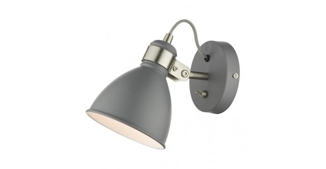Där Lighting Frederick Single Wall Spotlight Dark Grey Satin Chrome