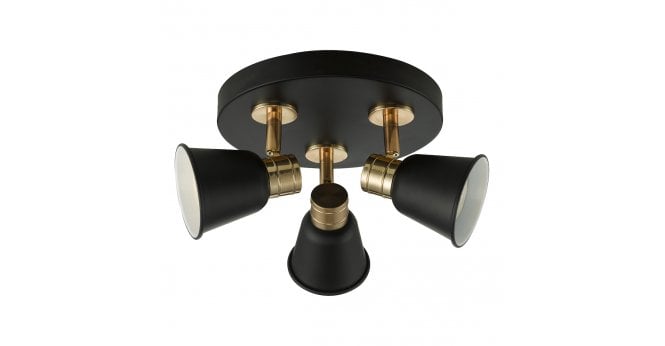 Där Lighting Fry 3 Light Plate Spotlight Black & Rose Gold