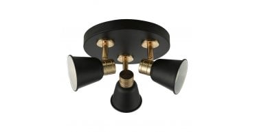 Fry 3 Light Plate Spotlight Black & Rose Gold