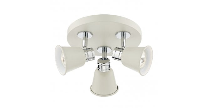 Där Lighting Fry 3 Light Plate Spotlight Cream Polished Chrome