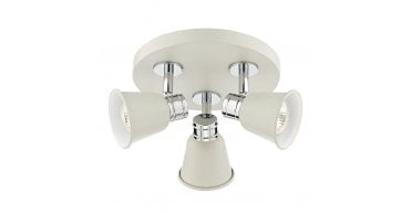 Fry 3 Light Plate Spotlight Cream Polished Chrome