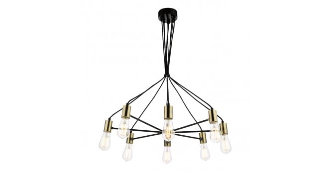Där Lighting Gabriel 8 Light Pendant Satin Black Antique Gold
