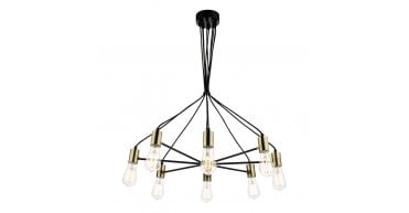 Gabriel 8 Light Pendant Satin Black Antique Gold