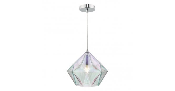 Där Lighting Gaia Iridised Glass & Polished Chrome Pendant