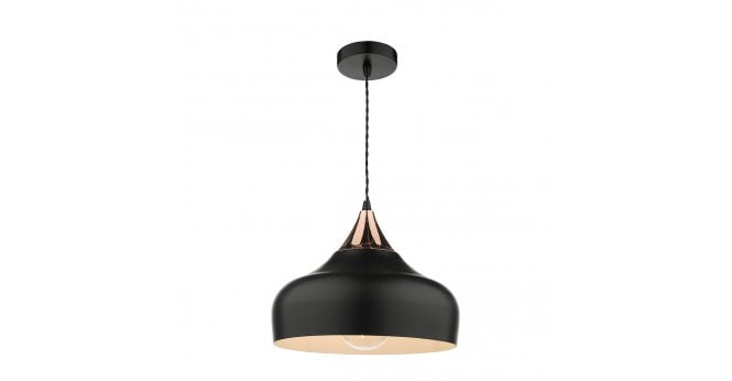 Där Lighting Gaucho 1 Light Single Pendant Black And Copper