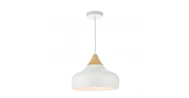 Gaucho Pendant Matt White and Natural Wood