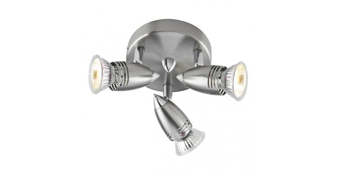 Där Lighting Gemini 3 Light Plate Spotlight Satin Chrome (Pack of 4)
