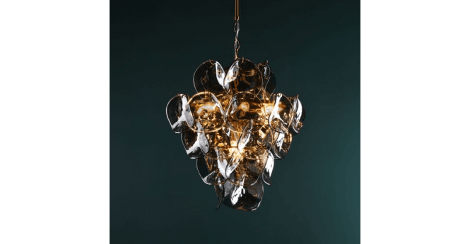 Där Lighting Genoa 8 Light Pendant Natural Brass and Smoked Glass